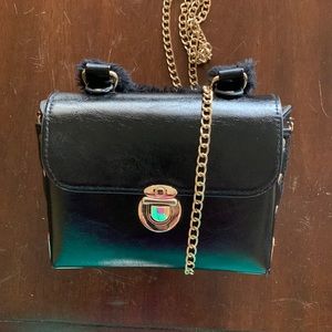 Excellent condition small handbag black faux leather with hand & shoulder strap